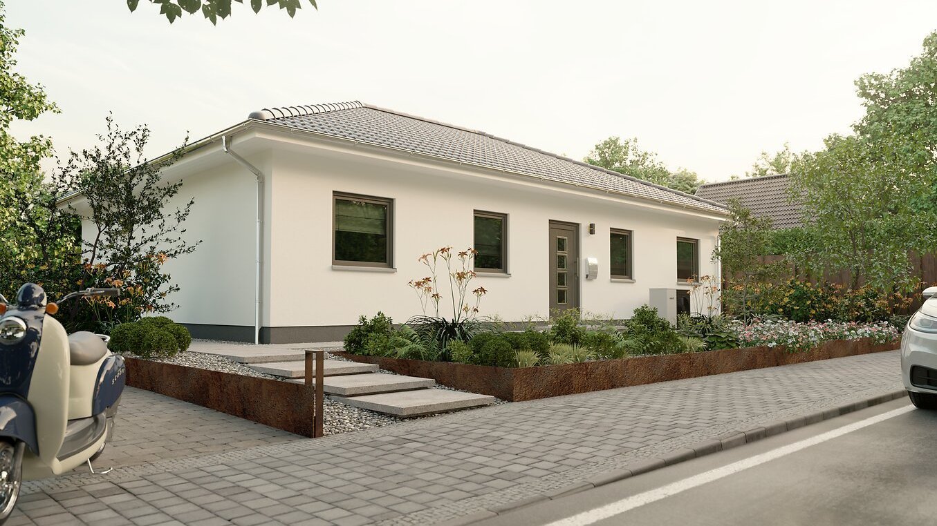Eleganter Bungalow 110 mit Ankleide und großem Bad Bungalow 110 mit Schlafzimmer-Ankleide, großzügigem Bad und Nebeneingangstür