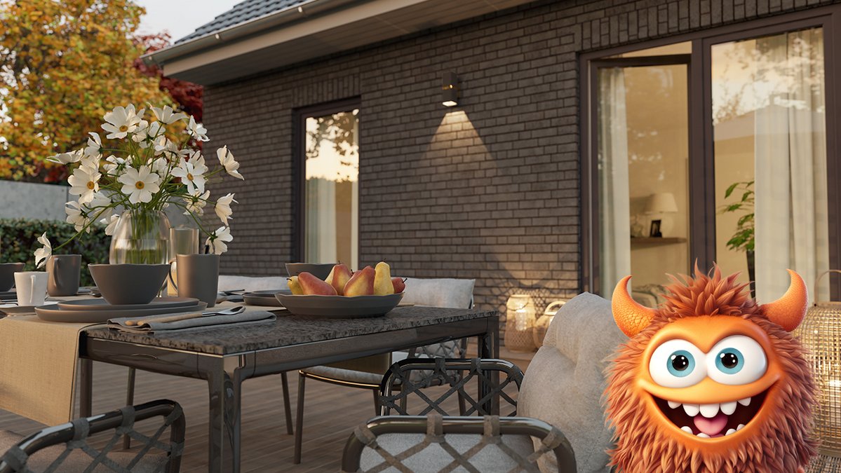 Powi der Ratenfresser auf der Terrasse vom Mitwachshaus Flair 148